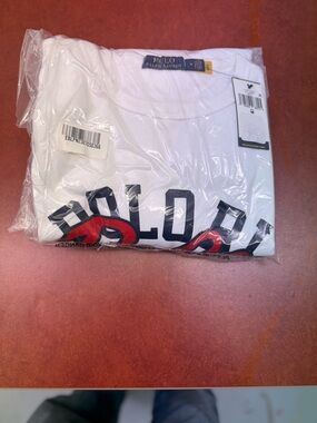 Polo by Ralph Lauren White Crewneck Tee with Navy and Red Logo
